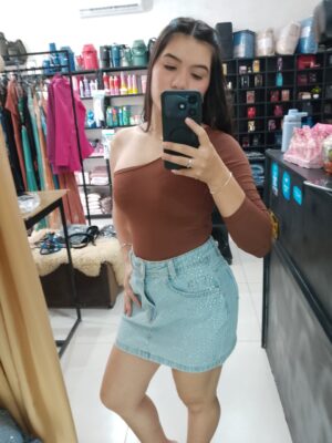 Saia jeans brilho